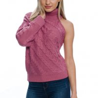 Модерен Дамски Пуловер с Един Ръкав, снимка 2 - Блузи с дълъг ръкав и пуловери - 23681488