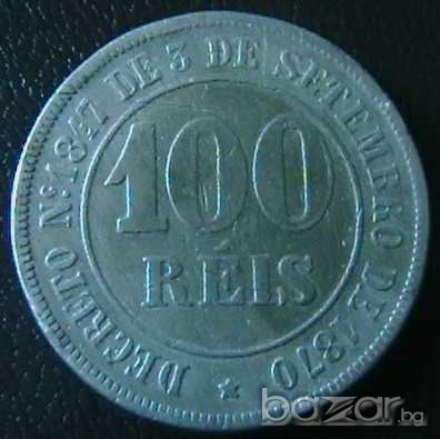 100 реис 1871, Бразилия, снимка 1