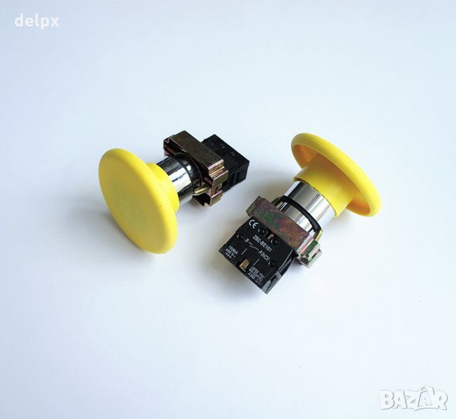Бутон голям незадържащ НО жълт 250V 10A 40x30mm, снимка 1
