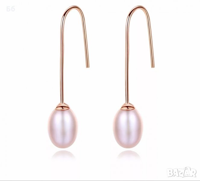 Висящи обеци с естествена перла, снимка 1