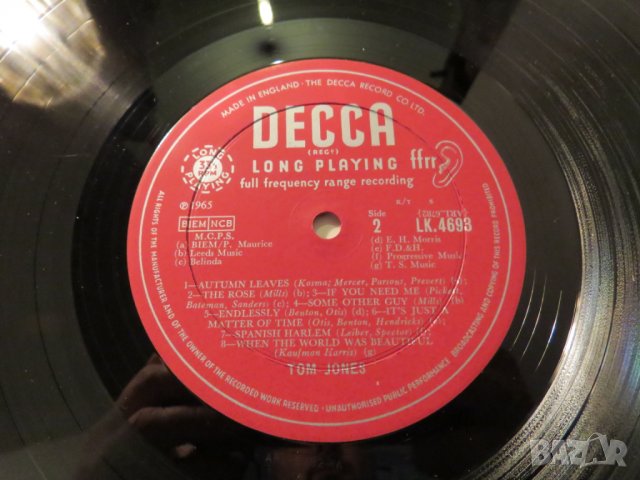 Грамофона плоча Том Джоунс, TOM JONES  - изд. 1965 г. , снимка 5 - Грамофонни плочи - 23220189
