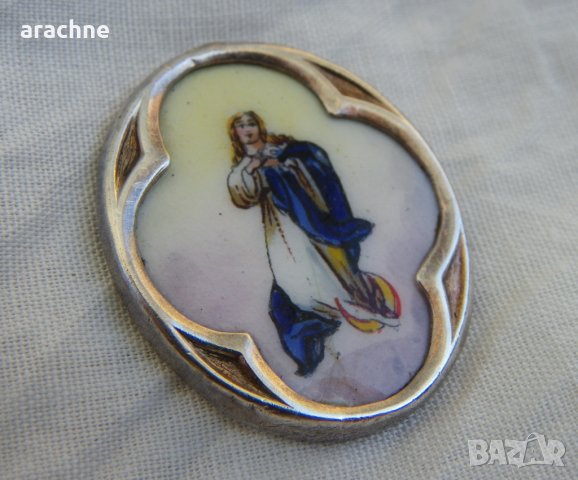 Религиозен знак-сребро, емайл, снимка 4 - Антикварни и старинни предмети - 26078968