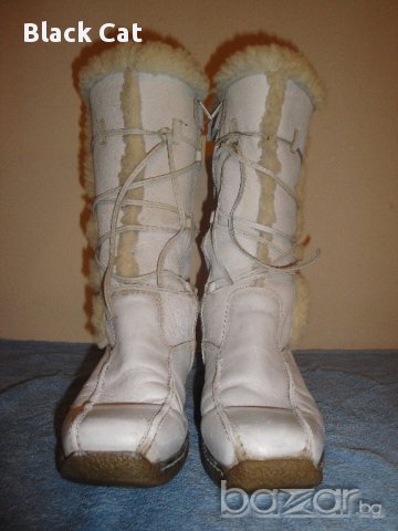 Бели кожени дамски ботуши (тип апрески) "Polaris" ("Поларис"), естествена кожа и агнешка вълна, боти, снимка 6 - Дамски ботуши - 16393998