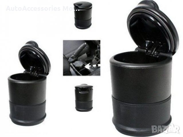 Пепелник за кола, мобилен, с капаче, Черен, 7х9см, снимка 3 - Аксесоари и консумативи - 22983236