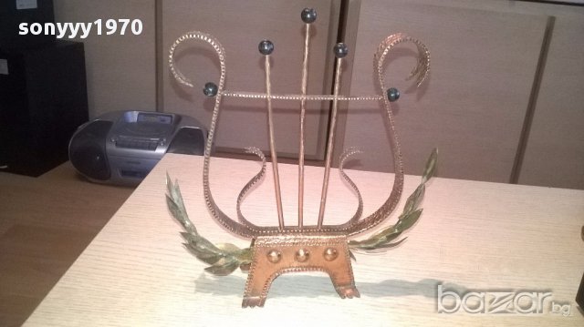 Арфа-кован метал-цвят злато-21х21х6см-внос швеицария, снимка 3 - Антикварни и старинни предмети - 17768504