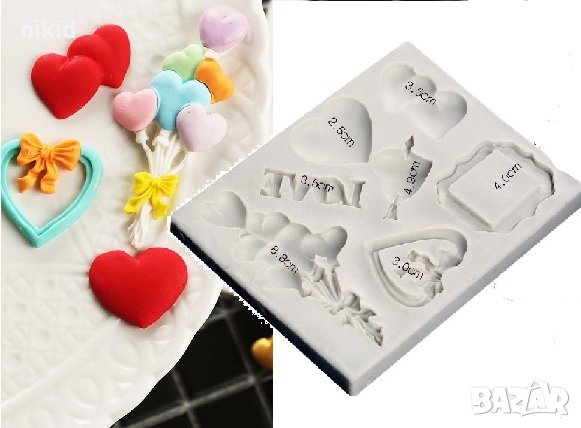 Love балони сърце рамка силиконов молд форма за декорация торта фондан шоколад и др, снимка 2 - Форми - 25164156