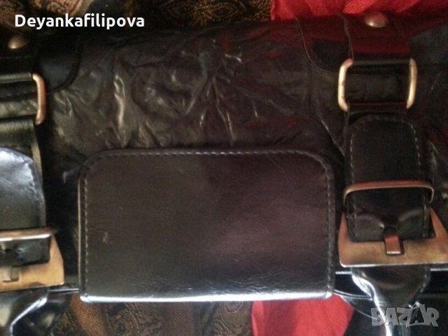 Черна дамска чанта -релефна и гладка кожа., снимка 3 - Чанти - 21332512