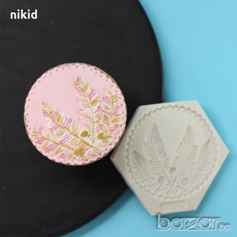 Кръг палмови листа пера плод силиконов молд форма декорация торта фондан мъфини шоколад 