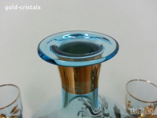 Сервиз за вино чешки цветен кристал с позлата , снимка 10 - Антикварни и старинни предмети - 22297902
