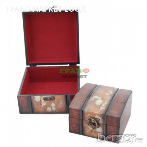 Комплект от 2бр. дървени кутии с цветен принт - цветя., снимка 3 - Декорация за дома - 15763657