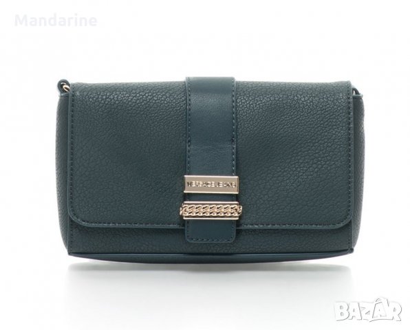 ПРОМО 🍊 VERSACE JEANS 🍊 Оригинална малка кожена чанта в тъмно зелено 15x20x5 см нова с етикети, снимка 2 - Чанти - 25089067