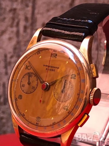 Златен мъжки ръчен часовник от розово злато хронограф CHRONOGRAPHE SUISSE, снимка 1 - Мъжки - 22907742