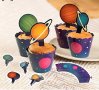 Планети космос 12 бр топера топери и кошнички украса декорация за мъфини кексчета торта 