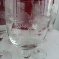 Ретро кристални чаши гравирани , снимка 7 - Антикварни и старинни предмети - 19592028