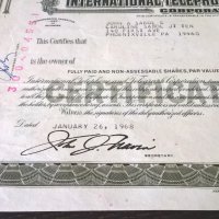 Сертификат за 8 акции (САЩ) | International Telephone & Telegraph Corporation | 1968г., снимка 3 - Нумизматика и бонистика - 25233270