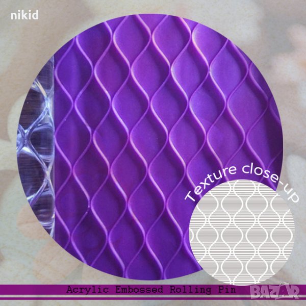 Плетени осморки ромб форми Прозрачна релефна текстурна точилка за фондан украса торта сладки, снимка 1