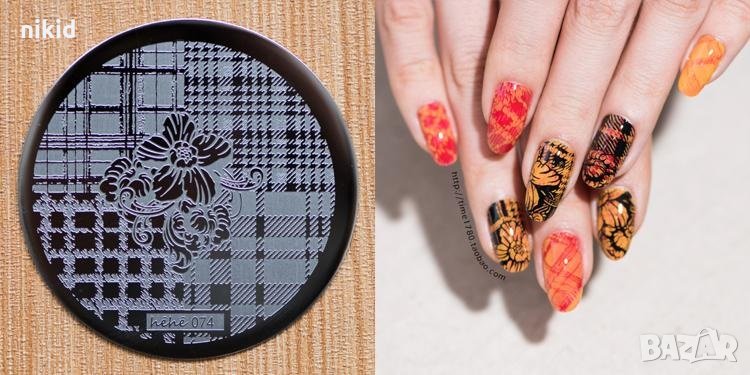 hehe 074 кръгла плочка / щампа шаблон за печат на нокти, снимка 1