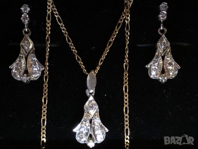 Обеци и медальон от платина с диаманти Злато Платина Диаманти Бижута, снимка 5 - Обеци - 23308193