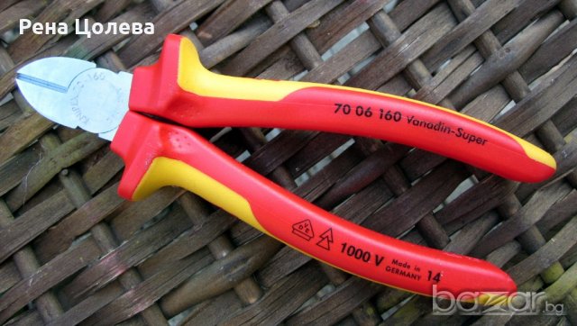 Клещи резачки Knipex VDE 160мм двукомпонентна дръжка, снимка 1 - Клещи - 18601858