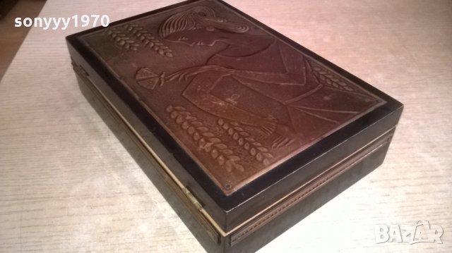 стара кутия-дърво с обков мед/месинг-25х16х6см, снимка 5 - Колекции - 23362160