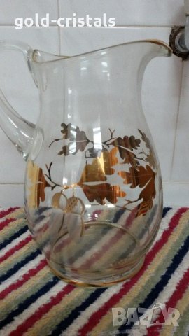 стара стъклена кана с позлата , снимка 4 - Антикварни и старинни предмети - 21959191