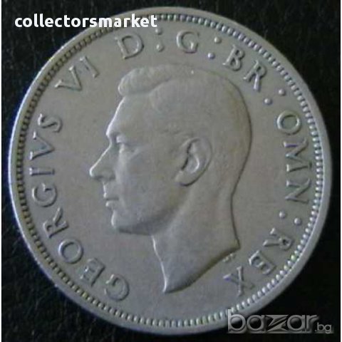 ½ крона 1948, Великобритания, снимка 2 - Нумизматика и бонистика - 15846493