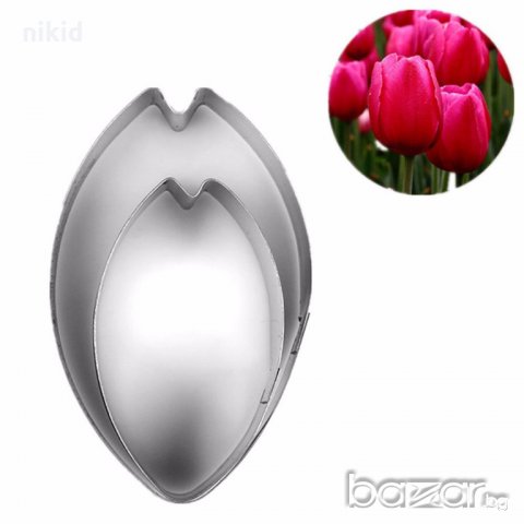 Право лале 2 части метални резци направа на цвете украса декорация торта шоколад фондан