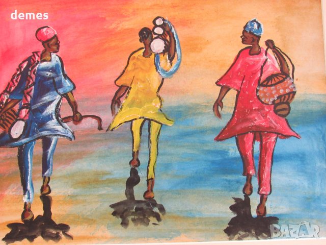  Музиканти от Африка-картина с маслени бои