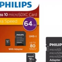 Карта памет PHILIPS 64 GB CLASS 10 + UHS-I MicroSDXC Card Ultra Speed, снимка 1 - USB Flash памети - 26199518