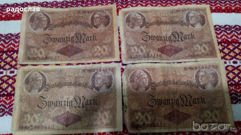 Банкноти с номинал 20 марки, снимка 1