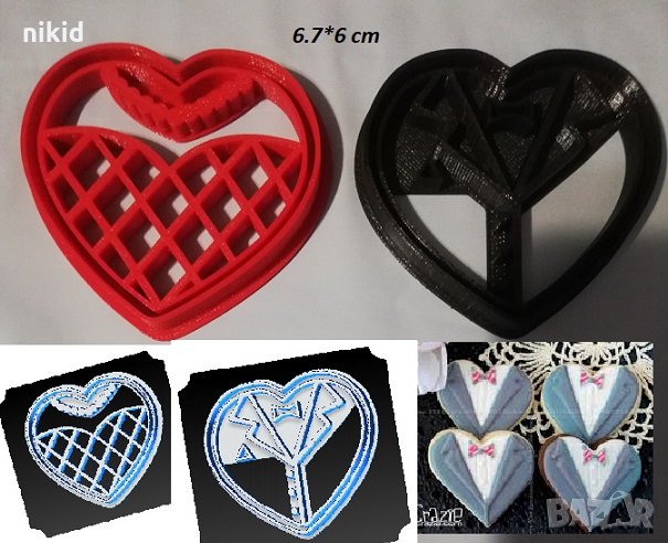 Сватбен костюм рокля в сърце Бал пластмасови резци форми фондан тесто бисквитки, снимка 1