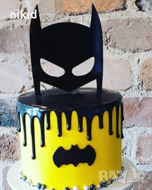 Батман Маска черен твърд пластмасов топер украса декор за торта , снимка 1