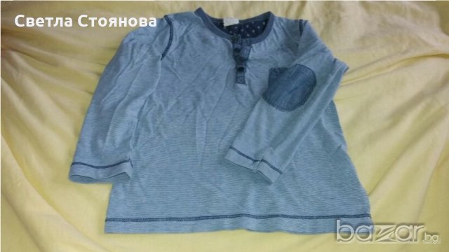 12-18м 86см  Блуза с дълъг ръкав H&M Материя памук Без следи от употреба, снимка 1 - Бебешки блузки - 19509611