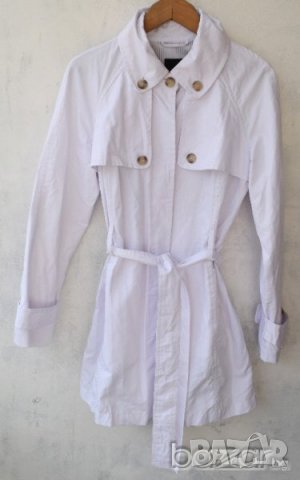 Fabiani дамски бял шлифер палто с колан , снимка 2 - Палта, манта - 21722560