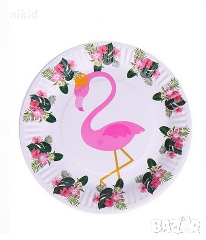 Фламинго 10 бр картонени парти чинии чинийки