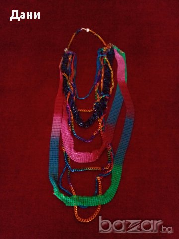 Ефектно цветно колие + подарък гривна, снимка 1 - Колиета, медальони, синджири - 17389719