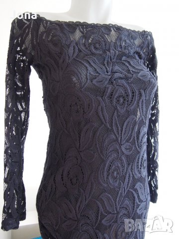 Малка черна рокля с голи рамене , снимка 5 - Рокли - 25556560