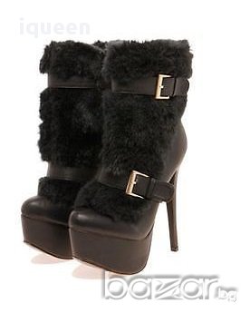 Louboutin боти с косъм реплика, снимка 2 - Дамски боти - 15597896
