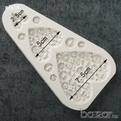 Сърца от копчета силиконов молд форма за украса декор торта фондан мъфини и др., снимка 2 - Форми - 20935975