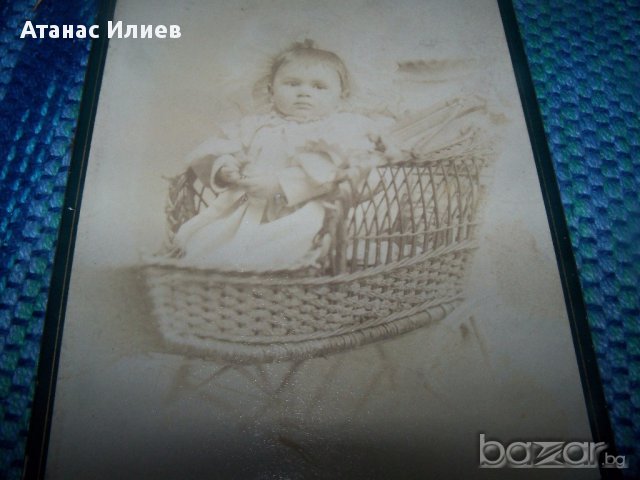 Стара фотография "Бебе в количка", снимка 4 - Антикварни и старинни предмети - 13913739