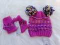 Шапка с помпони и ръкавички без пръсти 2-4 години, снимка 2