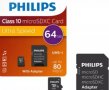 Карта памет PHILIPS 64 GB CLASS 10 + UHS-I MicroSDXC Card Ultra Speed