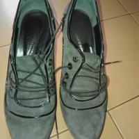 обувки набук тьмносиви, снимка 1 - Дамски обувки на ток - 25212043