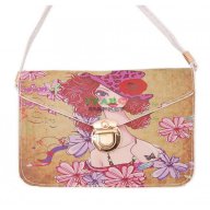 Цветна дамска чантичка със закопчалка, изработена от изкуствена кожа, снимка 1 - Чанти - 15892177