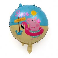 Пепа Пиг peppa pig с фламинго кръгъл фолио фолиев балон хелий и въздух парти рожден ден, снимка 1 - Други - 26190970