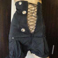 Нов черен къс дамски гащеризон с връзки (тип корсет), къси панталонки, панталони, панталон, блуза, снимка 5 - Гащеризони - 13970641