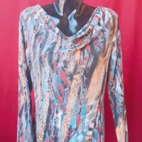 Цветна еластична блуза с дълъг ръкав ХЛ, снимка 1 - Блузи с дълъг ръкав и пуловери - 22191562