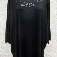 4XL  C&A черна блуза с пайети  , снимка 1 - Блузи с дълъг ръкав и пуловери - 23519066