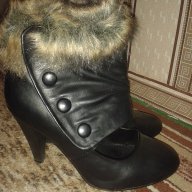Обувки на висок ток с пух, снимка 1 - Дамски обувки на ток - 15747016