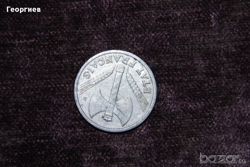 Франция 1943 1 франк /военна година/ алуминий, снимка 1